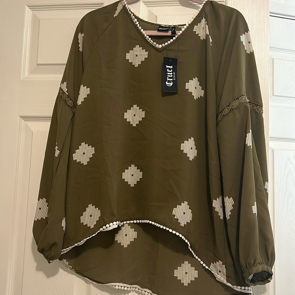Olive Green Western Vibe Blouse